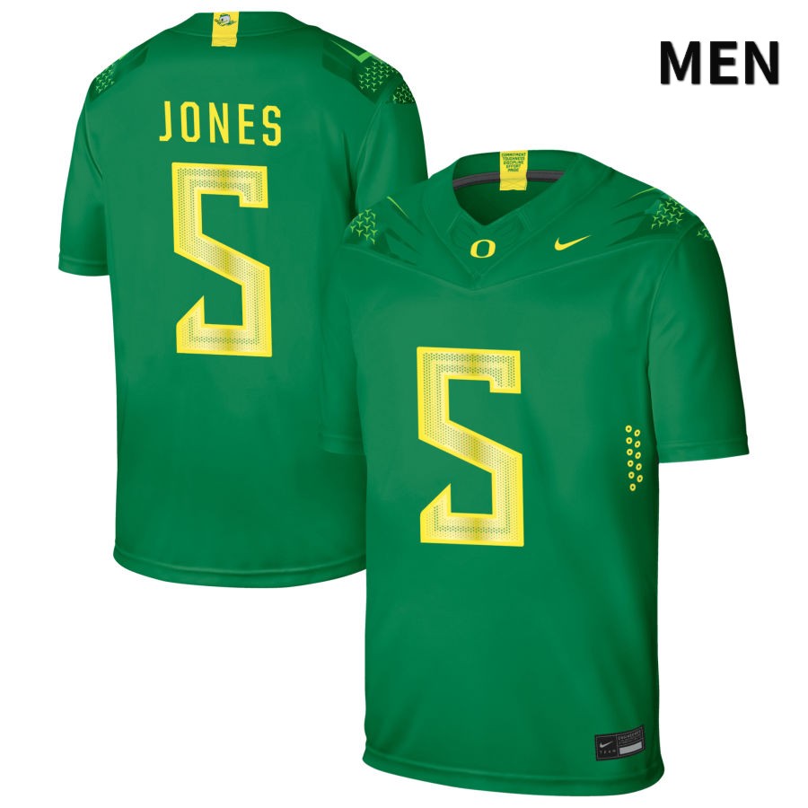 Oregon Ducks Men's #5 Anthony Jones Football College Authentic Green NIL 2022 Nike Jersey RUL04O8B
